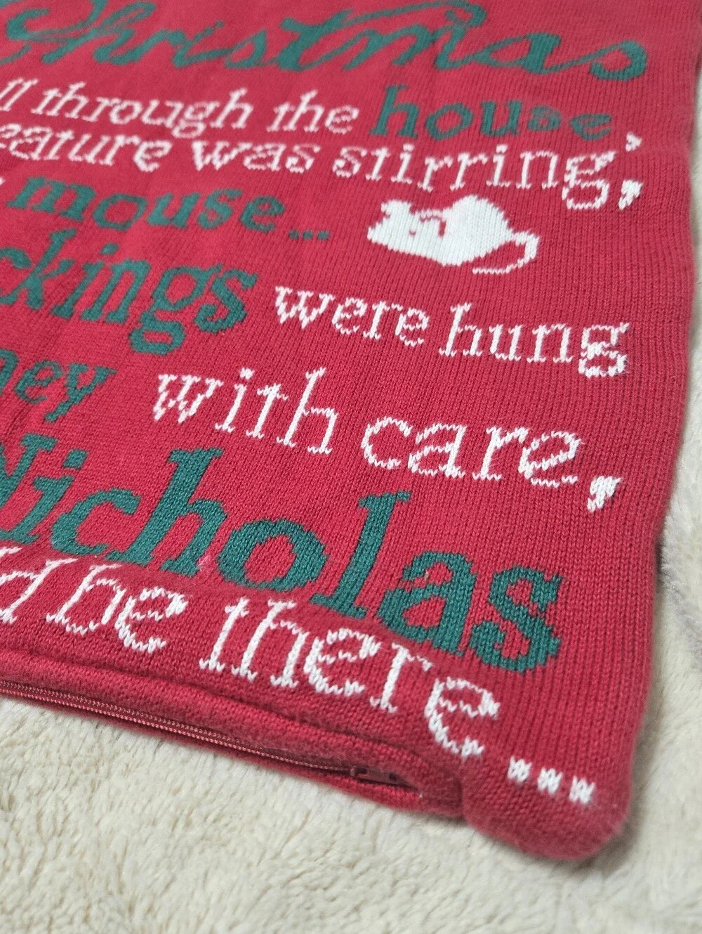 Christmas pillow case “‘Twas the Night before Christmas”, throw cover only